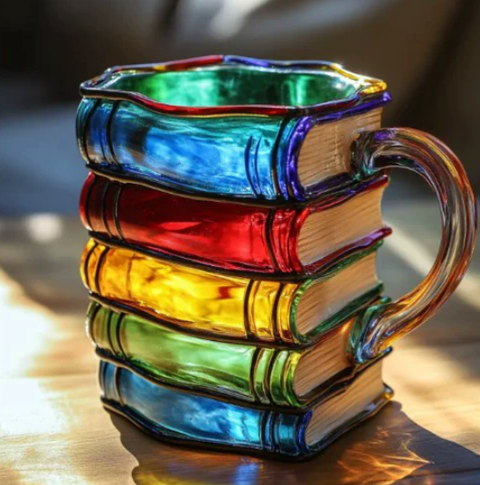 Lampada Decorativa Premium – Artisan Colorful Book-Themed Mug