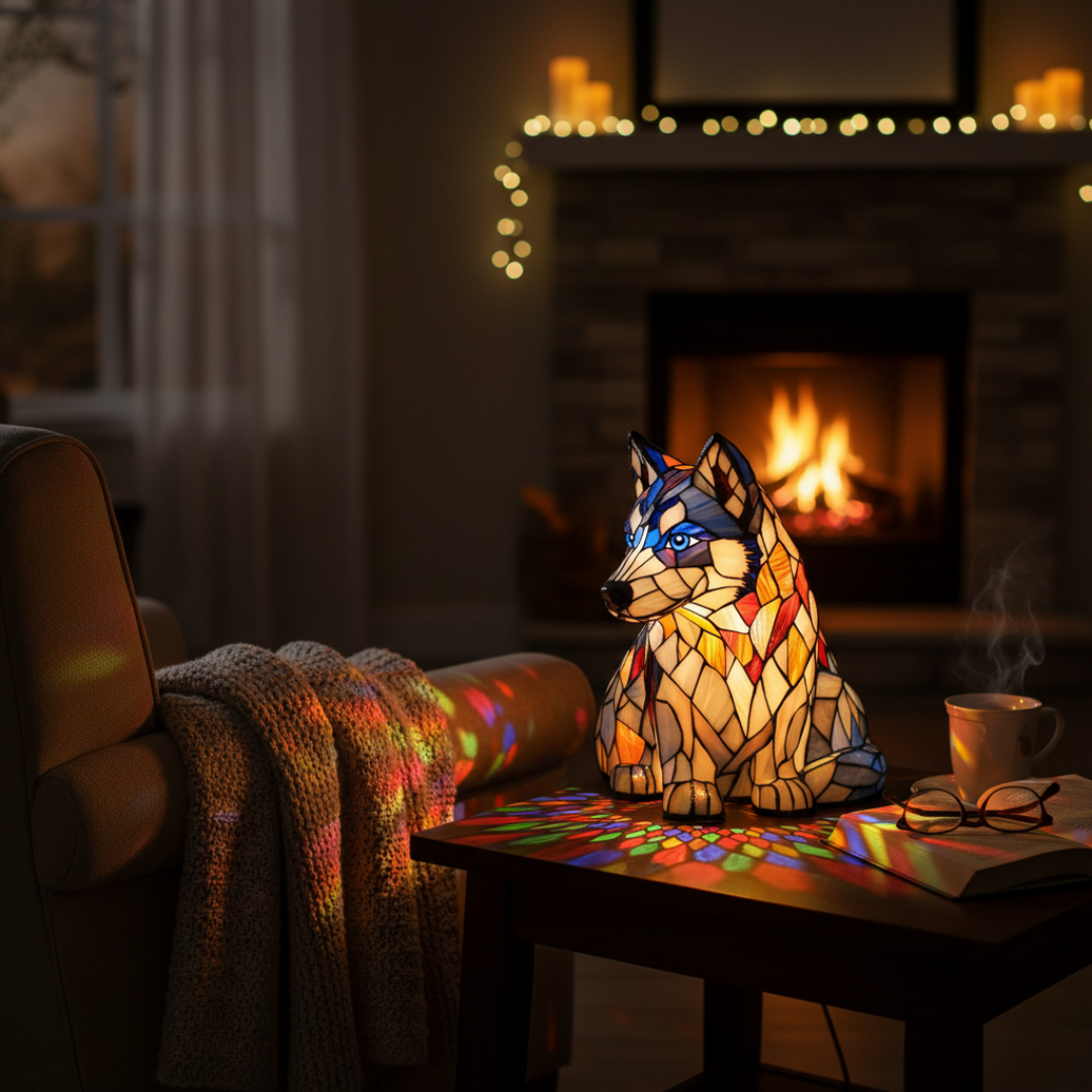 Lampada Artigianale – Aurora, the Gentle Siberian Husky of Eternal Light