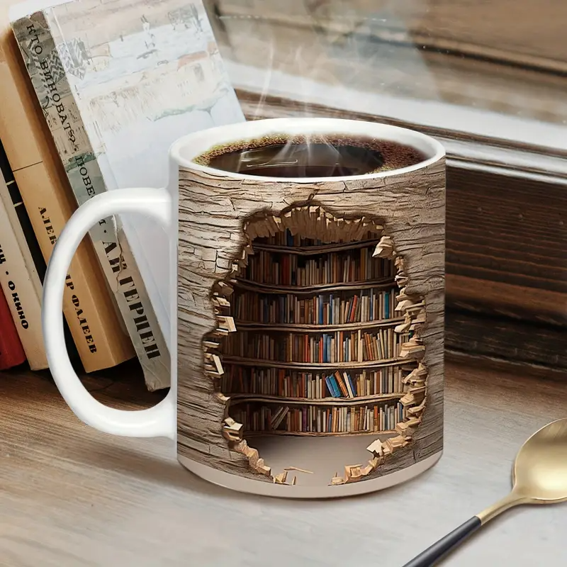 Lampada Decorativa Premium – Enchanting Heat-Activated Library Mug